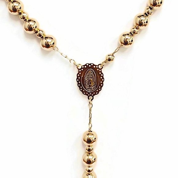Virgin Large 18kts of Gold Plated Beads Rosary - Picture 2 of 2